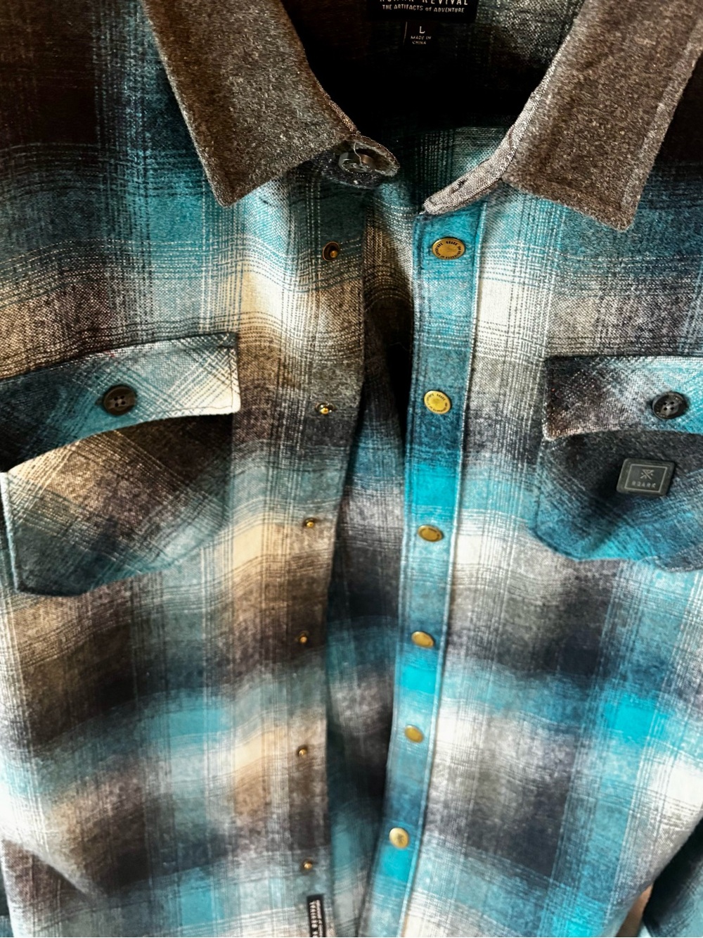 Roark Revival Men's Teal Plaid Button-Up Shirt Jacket Large